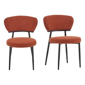 Gulches Set of 2 Upholstered Dining Chairs - Orange Contemporary Style with Soft Padded Seat/Backrest & Metal Legs, Easy Assembly for Dining Room - 1 of 4
