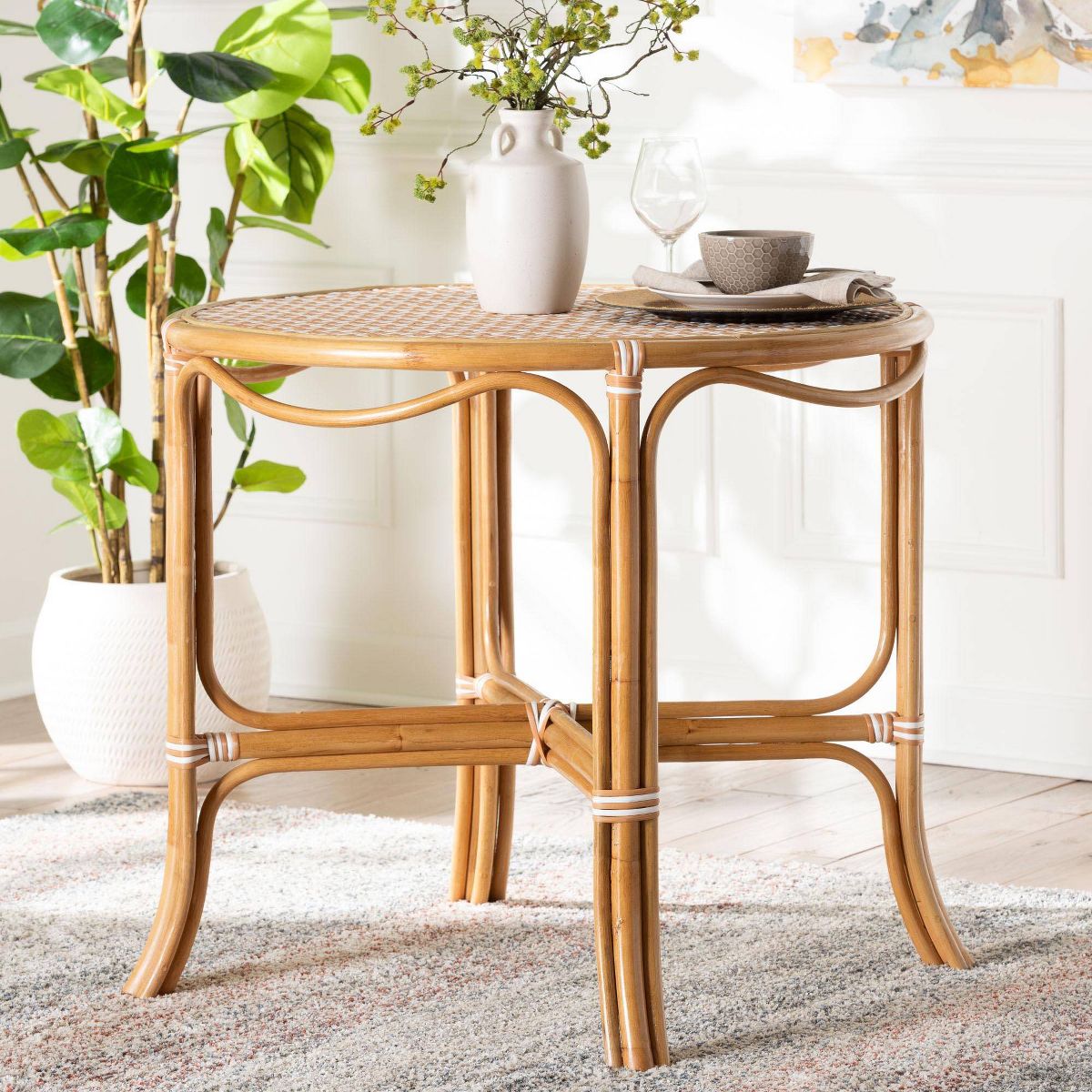bali & pari Mattie Natural Rattan Round Bistro Dining Table Accent Table Natural - thumbnail 6