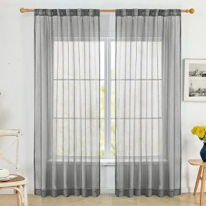 Deconovo Textured Faux Linen Sheer Curtains 2 Panels OEKO-Certified - 1 of 4