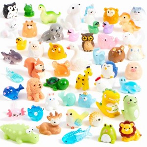 Joyfy 50Pcs Mini Resin Animals Tiny Figures Cute DIY Miniature Scenes, Fairy Dollhouse Garden Accessories, Slime Tabletop Party Favors Stuffers Gifts - 1 of 4