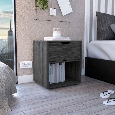 NicBex 1 Drawer Nightstand with Handle Free Design,Bedside Table with Open Storage Shelf,Modern Side Table for Bedroom