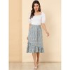 Allegra K Women's Summer Floral Elastic Waist High Low Ruffle Hem Midi Skirts - 3 of 4