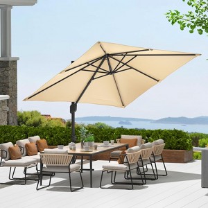10ftx10ft Cantilever Patio Umbrella with Base,umbrella outdoor patio, 360 Rotation - 1 of 4