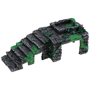 Unique Bargains Resin Tortoise Rock Turtle Basking Platform 9.5"x4.1"x3.4" Gray Green Purple 1 Pcs - 1 of 4