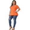 Agnes Orinda Women's Plus Size Round Neck Hollow Lace Panel Short Sleeve Casual Summer Blouses - 3 of 4