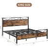 coucheta King Size Bed Frame with Rustic Wood Headboard and Footboard,Platform with Steel Slat Support,No Box Spring Needed,Easy Assembly,Brown - 2 of 4