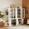 VYNXARIA 75.25" Tall Display Cabinet & 2 Triangle Bookshelves,92.9" Wide Retro Wall Unit with Glass Doors for Hallways,Living Room,Office,White - 2 of 4