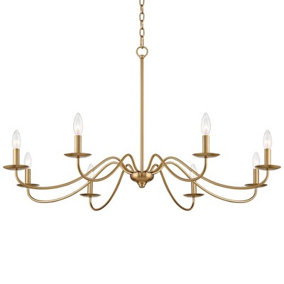 Franklin Iron Works Soft Gold Round Chandelier 42" Wide Farmhouse Traditional 8-Light Fixture for Dining Room House Foyer Entryway
