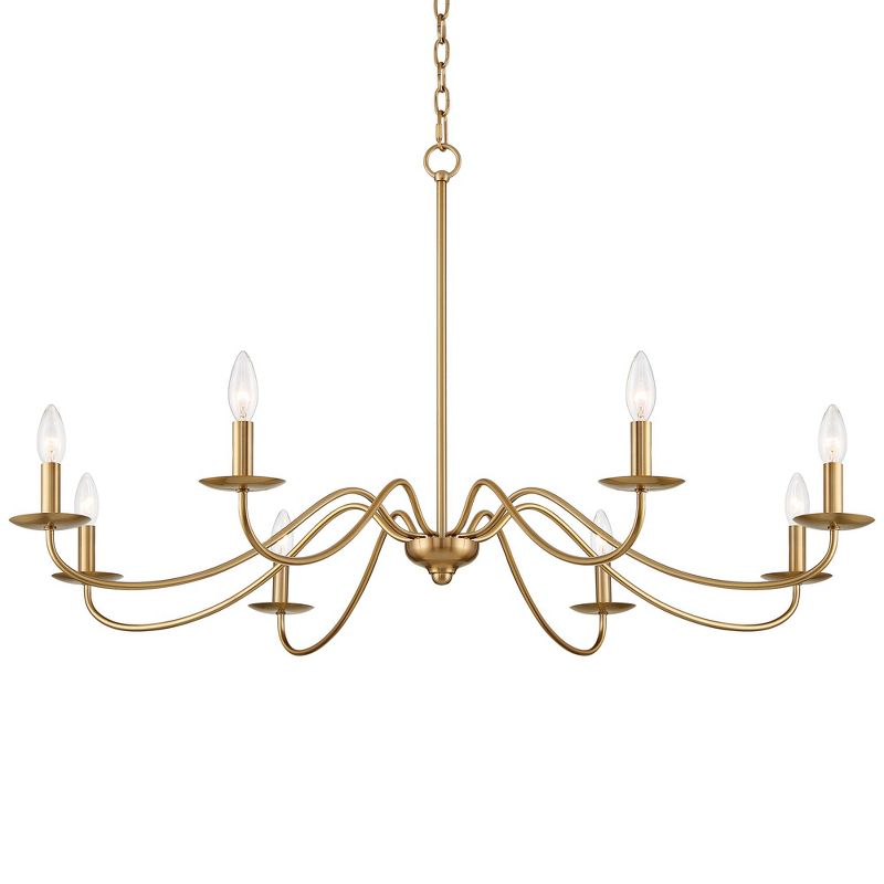 Franklin Iron Works Soft Gold Chandelier 42" Wide Farmhouse Rustic Bent Arms 8-Light Fixture for Dining Room Living House Home Foyer Kitchen Island, 1 of 10