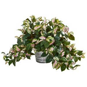 Nearly Natural Hoya Artificial Plant in Vintage Hanging Metal Planter - 1 of 1