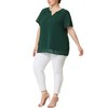 Agnes Orinda Women's Plus Size Pin Dots Notched V-Neck Dressy Trendy Fashion Casual Summer Blouses - 2 of 4