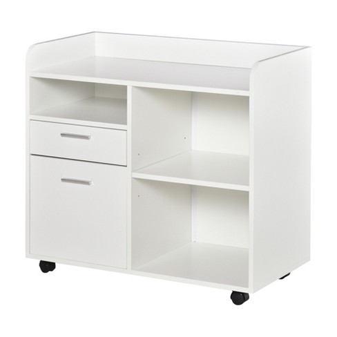 VECELO File Cabinet with Open Storage Shelf, Rolling Printer Stand wit