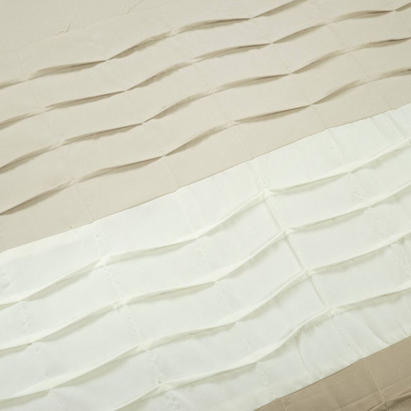 Lush Décor 5pc Mia Pleated Color Block Comforter Bedding Set Light Beige, 3 of 9