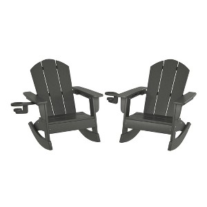 WestinTrends Malibu Outdoor HDPE Plastic Preschool Toddler Classic Adirondack Rocking Chairs (Set of 2) - 1 of 4