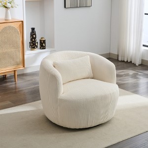 Aortzio 34.25"W Wide Swivel Accent Chair Upholstered Barrel Chair With Pillow - 1 of 4