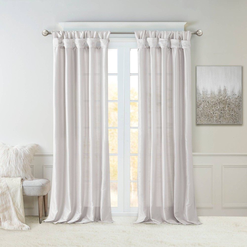 Photos - Curtains & Drapes 120"x50" Lillian Twisted Tab Lined Light Filtering Curtain Panel Silver