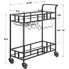 Rolling Bar Cart, 2-Tier with Mirrored Shelves, Wine Rack & Glass Holder, Compact Mobile Bar Cart for Home, Gold Finish - 4 of 4