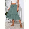 2025 Trendy High Waist Tiered Flowy Skirt for Women - Below Knee with Pockets A-02 Sage Green - 4 of 4