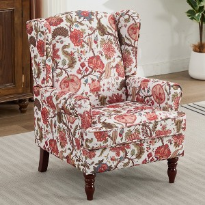 Hrinhom 28"W Modern Accent Chair ,Upholstered Armchair, Floral Design Single Sofa Chair - 1 of 4