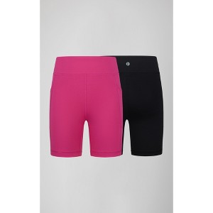 90 Degree By Reflex Girls 2 Pk Interlock Lanie Side Pocket Bike Short and Everyday Basic Bike Short - 1 of 4
