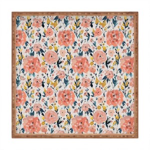 alison janssen Tropical Coral Floral Square Bamboo Tray - Deny Designs - 1 of 2