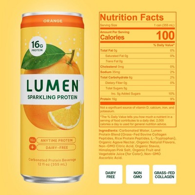 Lumen Sparkling Protein Orange - 12 fl oz