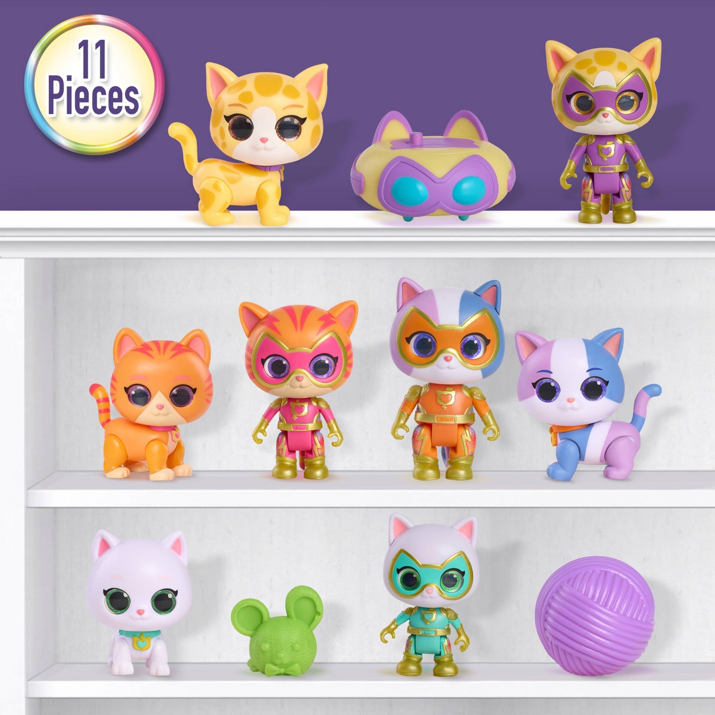 Детские фигурки Disney Jr. SuperKitties Go! Figure Set, 11 Pieces, Articulated Figures, Ages 3 — фото 4