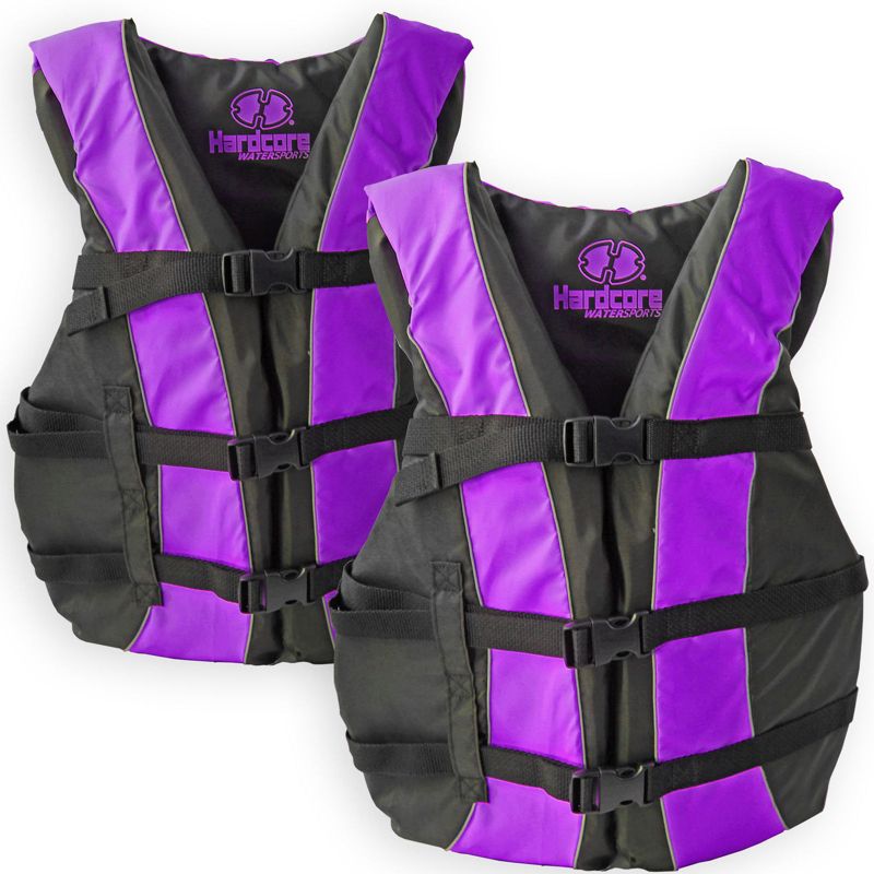 Hardcore life jacket 2 pack paddle vest for adults; Coast Guard approved Type III PFD life vest flotation device; Jet ski, wakeboard, hardshell kayak, 1 of 5