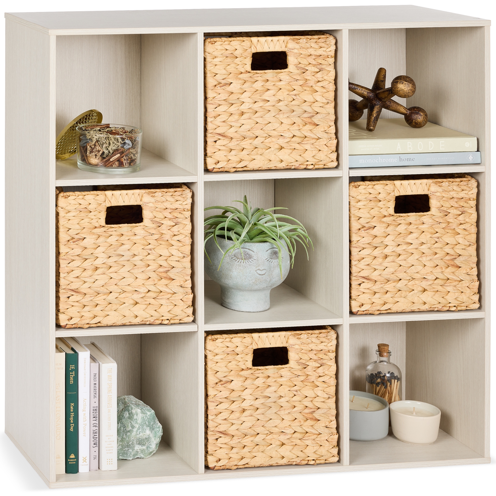 Best Choice Products 9-Cube Bookshelf, 11in Display Storage Organizer w/ 3 Removable Back Panels - Whitewash