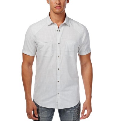 I.N.C International Concepts Mens Dual Pocket Button Up Shirt, Grey, XX-Large