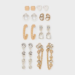 Mixed Metal Hoop and Stud Earring Set 8pc - A New Day™ Gold/Silver - 1 of 3