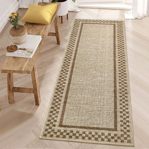 Modern Border Machine Washable Stain Resistant Rug for Living Room Bedroom - 1 of 4