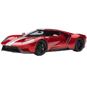 2017 Ford GT Liquid Red with Silver Stripes 1/18 Model Car by Autoart - 1 of 4
