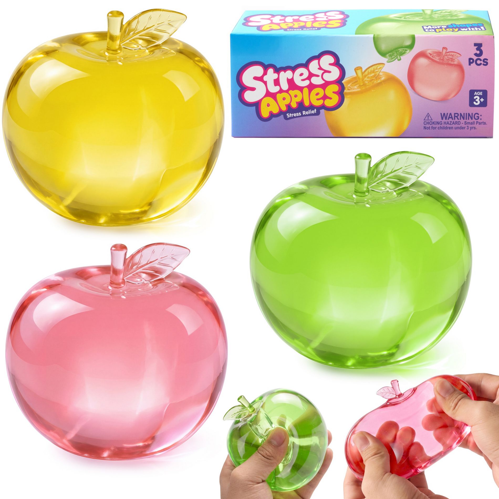 Joyfy 3PCS Malt Sugar Apple Squishy Toy, Stress Relief Toy for Adults and Kids, Slow Rising Squeeze Fidget Sensory Toy, Birthday Gifts, Party Favors