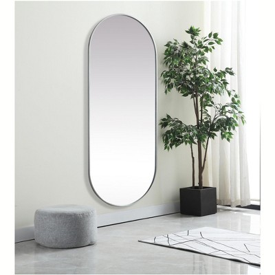 Silver Full Length Rectangular Wood Frame Mirror