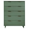 GDFStudio Jackie 38" Modern 5-Drawer Solid Wood Tall Dresser with Ribbed Front, Sage Green - 2 of 4