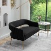 SEYNAR Modern 51'' Velvet Tufted Loveseat Open Back with Golden Metal Legs - 3 of 4