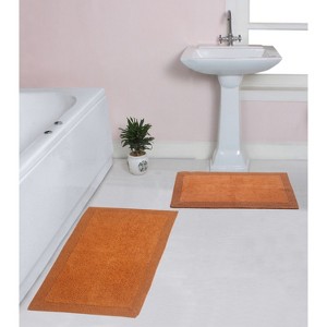 Luxury Reversible Bathroom Rugs Set, Washable Rug, Extra Soft and Absorbent bath Rug, Kitchen Mat, Non-Slip Bath Mat Set, 2 Pcs Set(M+L), Terracotta - 1 of 4