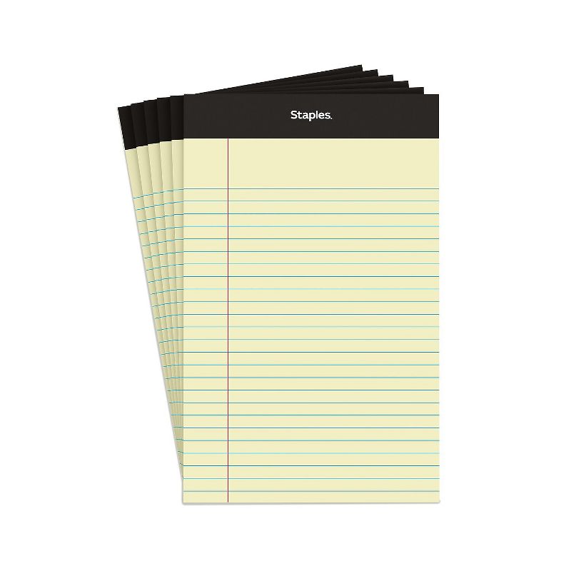 Staples Notepads 5" x 8" Narrow Canary 100 Sh./Pad 6 Pads/PK (35715-CC) 398212, 1 of 9