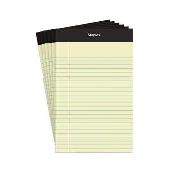 Staples Notepads 5" x 8" Narrow Canary 100 Sh./Pad 6 Pads/PK (35715-CC) 398212