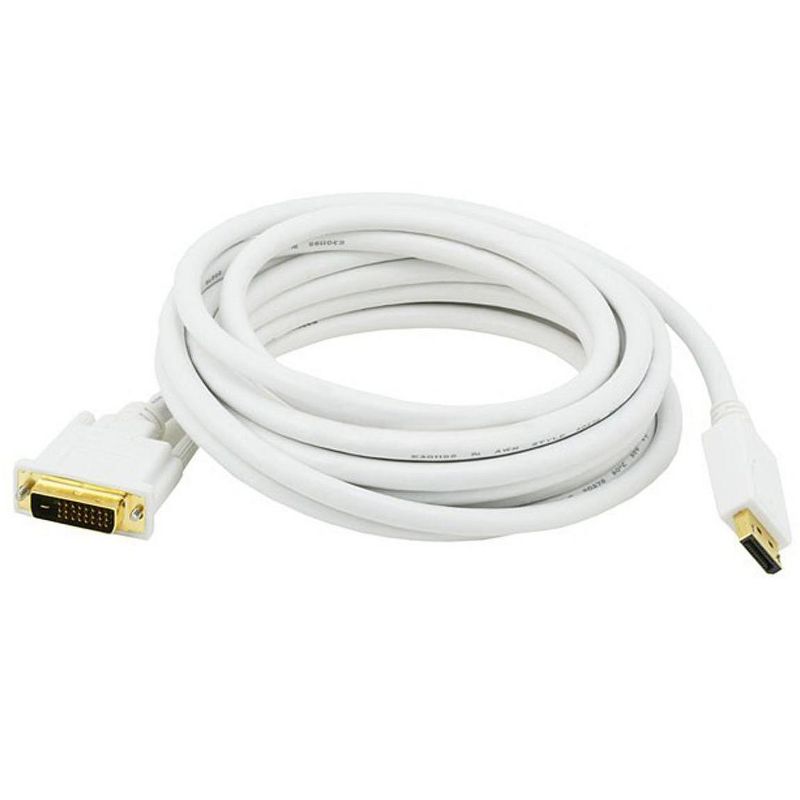 Monoprice Video Cable - 15 Feet - White | 28AWG DisplayPort to DVI Cable, 1 of 7