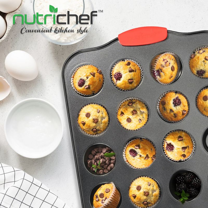 Nutrichef 24 Cup Muffin Pan-Deluxe Nonstick Gray Coating Inside & Outside, 4 of 7