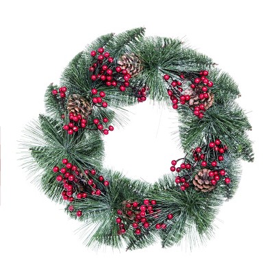 Transpac Foam 16 in. Brown Christmas Floral Glitzy and Green Wreath