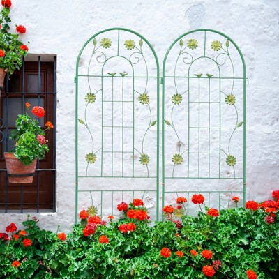 Maggift Patio Decorative Screens, Iron Arch Decoration Garden Trellis, for Outdoor for Climbing Plants Support, Flowerbed, Green, 80"*19.7"*71"