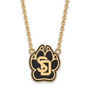 Black Bow Jewelry 14k Yellow Gold Plated Sterling Silver South Dakota Coyotes NCAA Necklace 18 Inch - 1 of 4