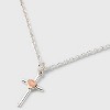 Silver Plated Two Tone Cross with Heart Pendant Necklace - Silver/Rose Gold - 4 of 4