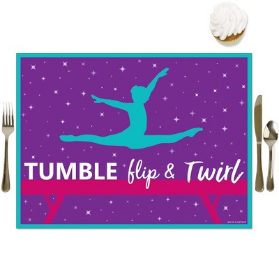 Big Dot of Happiness Tumble, Flip and Twirl - Gymnastics - Party Table Decorations - Birthday Party or Gymnast Party Placemats - Set of 16