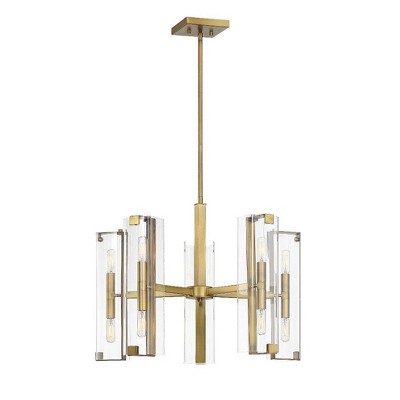 Winfield 10-Light Warm Brass and Glass Chandelier