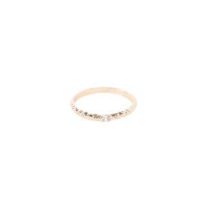 Slickblue Shiny Gold Ring with Tiny Simulated Diamond Accent, Carved Band Design, One Size, 0.7" Diameter - 1 of 3