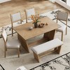 NicBex Dining Table Set for 6 Retro Table Set with Stable Trapezoidal Table Base 4 Chairs and Bench for Kitchen - 3 of 4